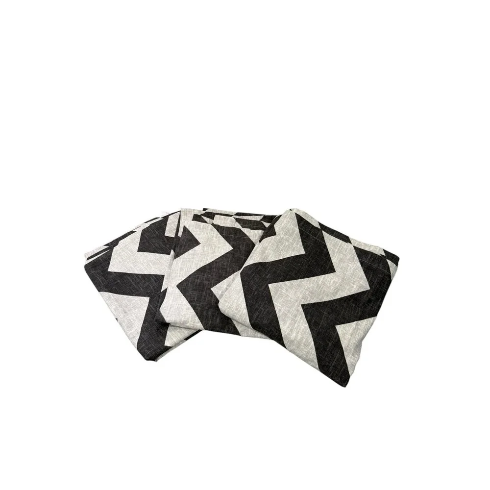 West Elm Charcoal Gray Grey Chevron 100%‎ Cotton Curtain Panels Lot Of 3 84x48